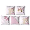 Kit 5 Capas de Almofadas Estampadas Infantil 40cm Ursinha Decoração Sala Menina Zíper Invisível Sofá - 1