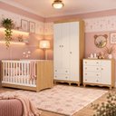 Ver imagem 1 de Quarto de Bebê Completo com Berço Americano 3 em 1 p/Colchão 130x70cm Flor Multimóveis MP4935