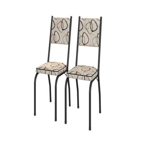 Kit 2 Cadeiras para Sala de Jantar Bari Preto/Madeira Cedro