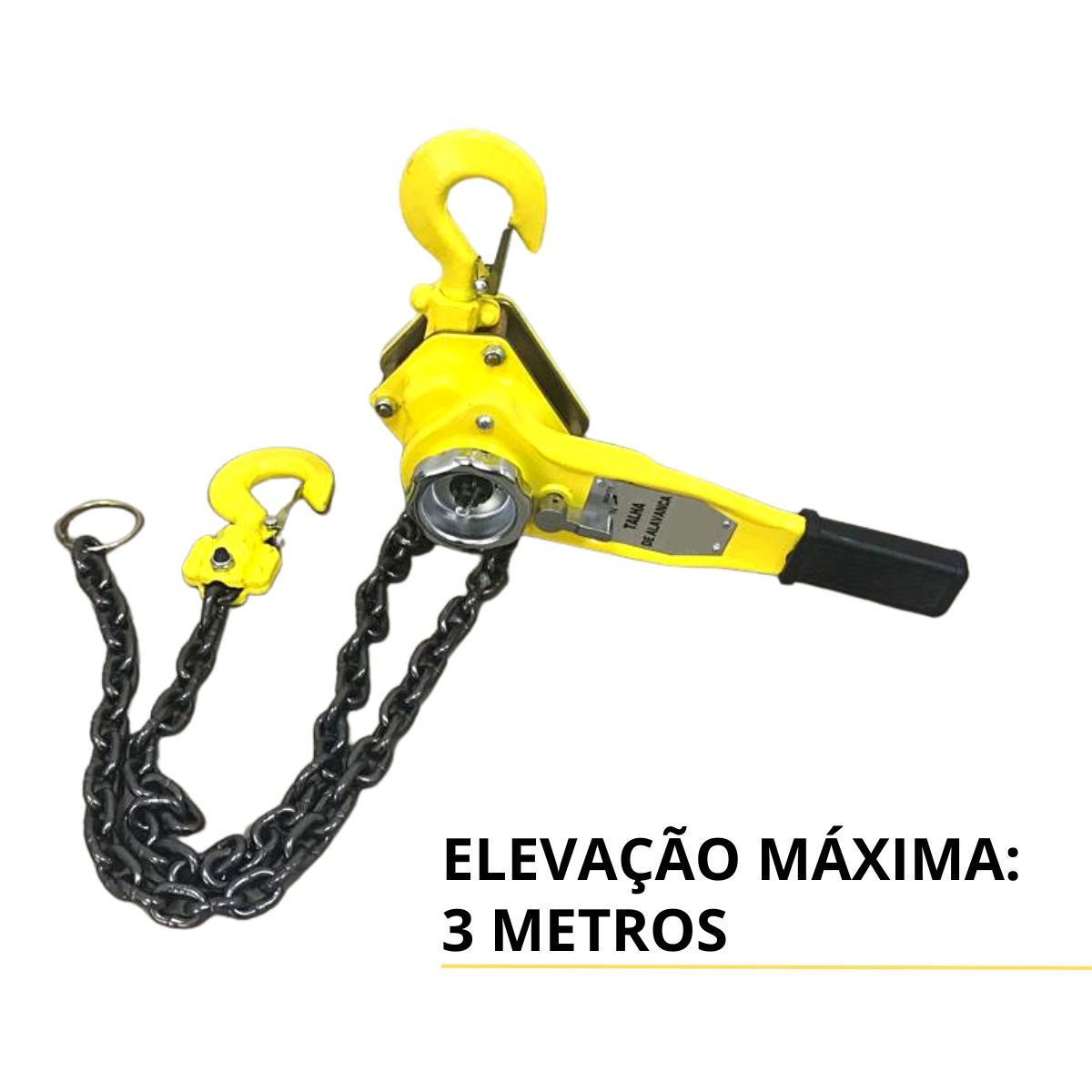 Talha3 Talha de Alavanca Manual 3 Toneladas 3000kg com 3 Metros de Corrente ...