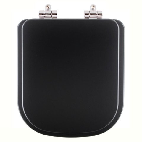 Assento Sanitário Poliester Soft Close Debba Matte Black para Vaso Roca