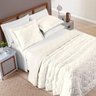 Kit Cobre Leito Colcha Adele Queen Dupla Face Micropercal 300 Fios 3 Peças - Branco Off White - 1