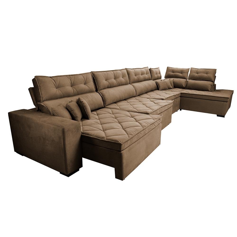 Sofá de Canto 4.80x2.36m Retrátil e Reclinável com Molas Cama inBox