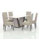 Ver imagem 2 de Conjunto Sala De Jantar Veneza Tampo De Vidro 6 Cadeiras Madeira Maciça Eucalipto 