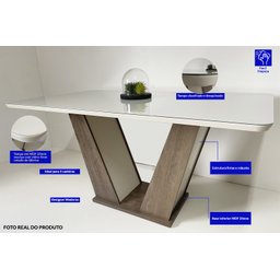 Conjunto Sala De Jantar Veneza Tampo De Vidro 6 Cadeiras Madeira Maciça Eucalipto  - 8