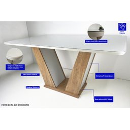 Conjunto Sala De Jantar Veneza Tampo De Vidro 6 Cadeiras Madeira Maciça Eucalipto  - 8