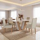 Ver imagem 1 de Conjunto Sala de Jantar 6 Cadeiras Tampo de Vidro Veneza Inovata
