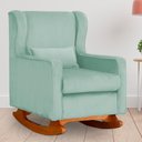 Ver imagem 2 de Poltrona C/ Puff Balanço Amamentação Aurora Veludo Acqua - Lm Decor