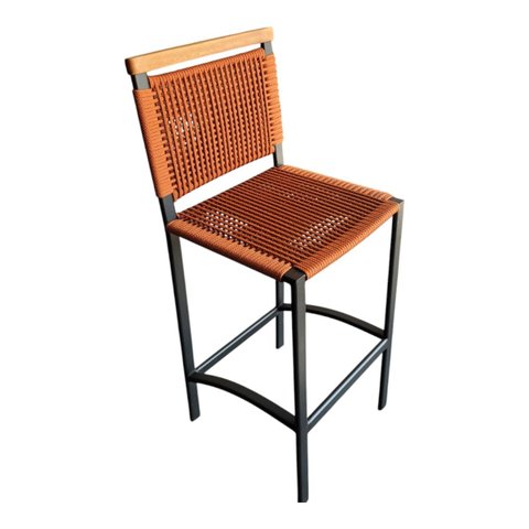 Banqueta Balcão Alumínio Corda Náutica Madeira