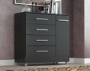 Ver imagem 1 de Cômoda Preta 4 Gavetas e 1 Porta Multiuso para Quarto e Organização