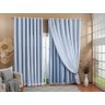 Cortina Gaze De Linho Forro Blackout 5,00x2,50 Sala E Quarto Cinza/Branco - 2