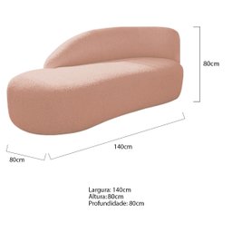 Kit Divã Luna 140cm Lado Esquerdo e 02 Poltronas Base de Ferro Dourado Suede Amarena Móveis Rosê - 3