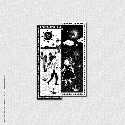 Amor de Cordel - Quadro ou Placa Decorativa com 2 Peças É Decoração Quadros e Placas Decorativas 6mm