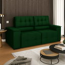 Ver imagem 1 de Sofá Vicenza 3 Lugares Retrátil Sala de Estar 175cm Suede Verde - Incasa Decor