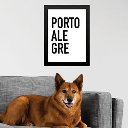 Quadro Decorativo Tipografia Porto Alegre 45x34cm - com Vidro:moldura Preta - 1