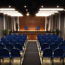 Ver imagem 1 de Kit 3 Cadeiras Hoteleiras Auditório Empilhável Linho M23 Azul - Mpozenato