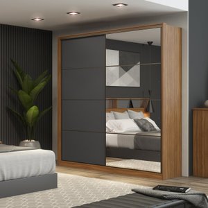 Guarda Roupa Casal com Espelho 2 Portas 3 Gavetas Belga 