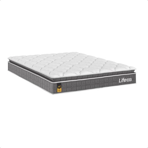 Colchão Casal Life D33 Pillow Top Cinza 17x138x188cm