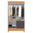 Ver imagem 3 de Guarda Roupa Mobi 4 Portas 2 Porta Freijo com Titanium - Albatroz