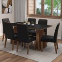 Ver imagem 1 de Conjunto Sala de Jantar Tampo de Madeira 6 Cadeiras Rustic/preto/oxford Leon Madesa