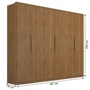 Ver imagem 3 de Guarda Roupa Casal Ripado 6 Portas e 6 Gavetas 267 x 230cm Atrice Marrom Amêndola Touch