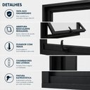 Ver imagem 4 de Vitro Maxim Ar 50x50 Aço Galvanizado com Grade Quadrada sem Vidro Janela Banheiro Preto Lh Móveis