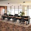 Ver imagem 1 de Estação de Trabalho 8 Lugares 4,80 m X 1,20 m Pés Metal com Caixas de Tomadas e Divisórias F5