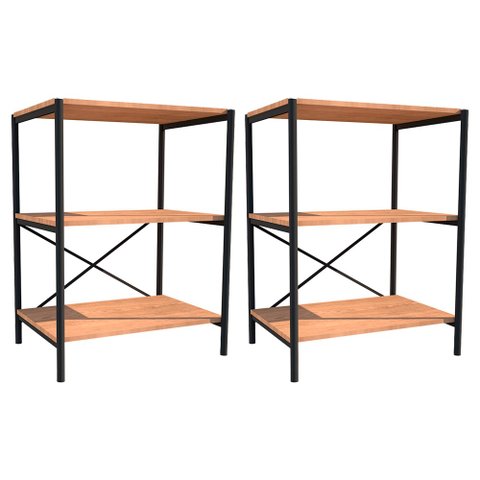 Kit 02 Sapateiras Multiuso Hall de Entrada Padova 60cm 3 Prateleiras Demolição Preto - Desk
