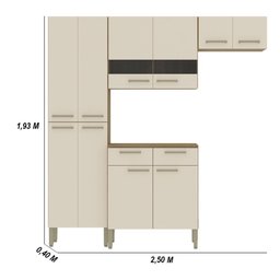 Armário de Cozinha Completa Mdf 12 Portas com Balcão Versalhes Plus - Freijó/soft - 2