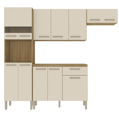 Armário de Cozinha Completa Mdf 12 Portas com Balcão Versalhes Plus - Freijó/soft