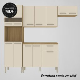 Armário de Cozinha Completa Mdf 12 Portas com Balcão Versalhes Plus - Freijó/soft - 5