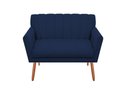 Ver imagem 1 de Namoradeira Decorativa Cecília Suede Azul Marinho 2 Lugares Pés Madeira Mz Decor
