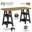 Ver imagem 5 de Mesa para Escritório Escrivaninha Home Office Art A02 Olmo Preto - Lyam Decor