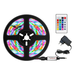 Fita Led RGB 5 metros 16 Cores Prova D'agua Ip65 + Fonte 12v2a + Controle 24 Botões + Controladora R - 1