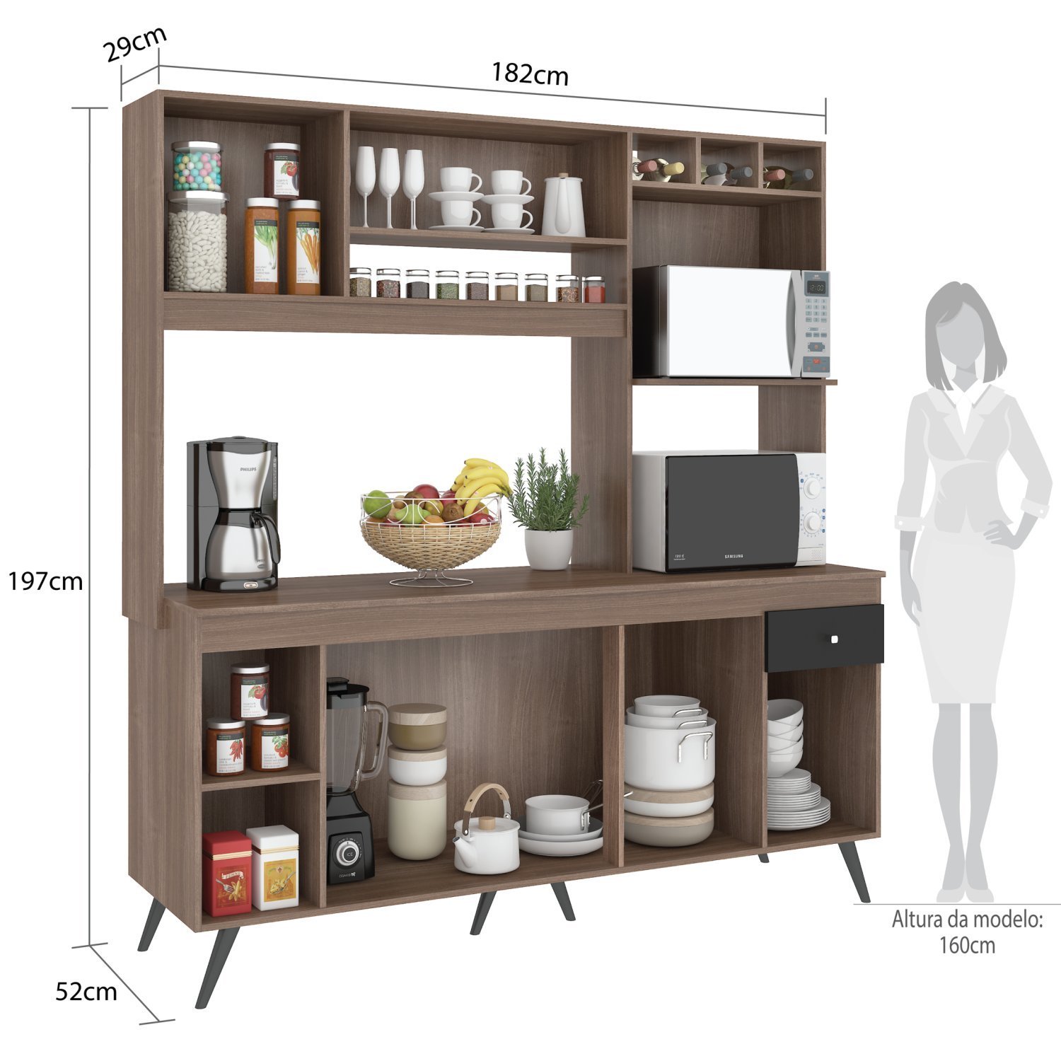 Cozinha Compacta Retro 7 Portas 1 Gaveta Sabrina Fellicci