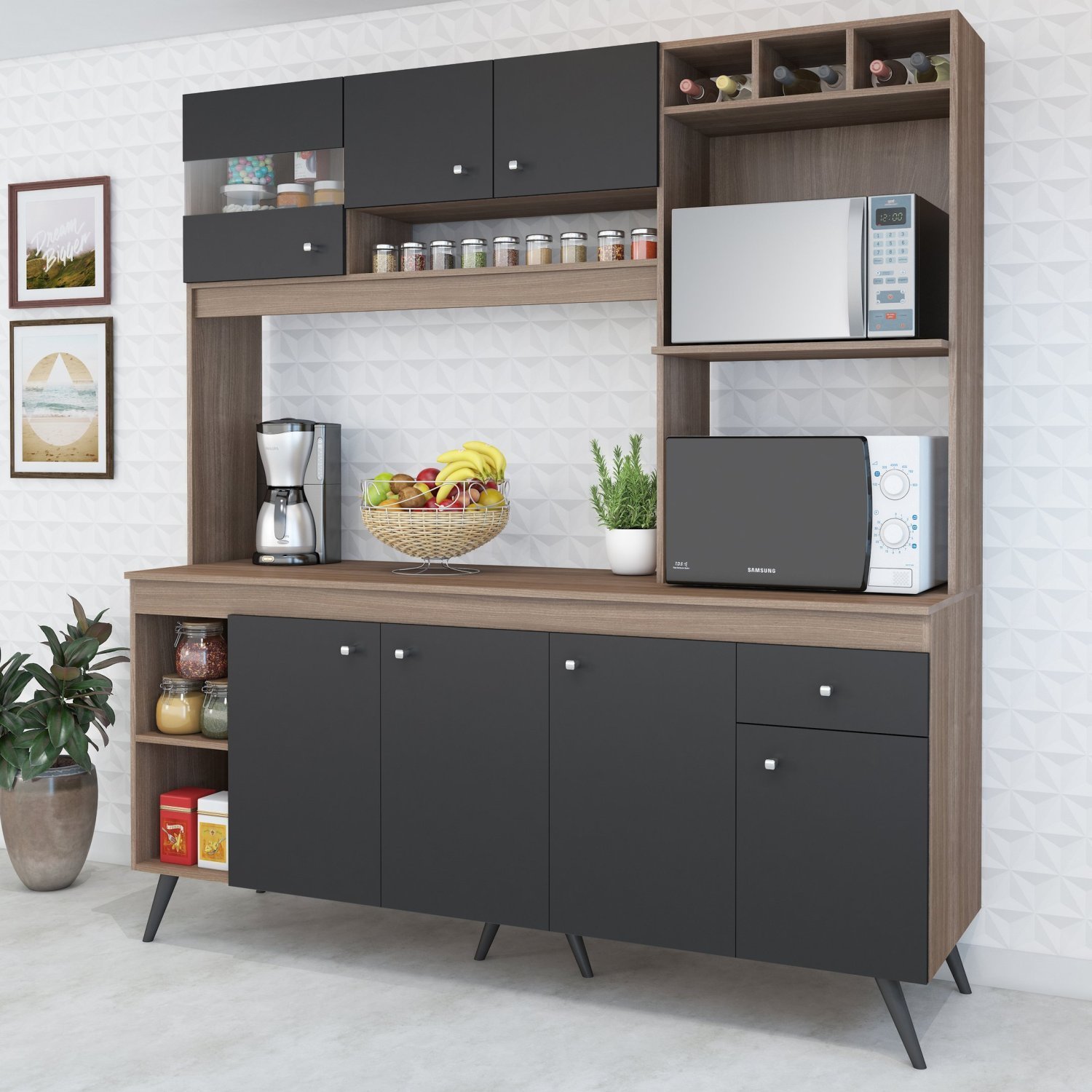 Cozinha Compacta Retro 7 Portas 1 Gaveta Sabrina Fellicci