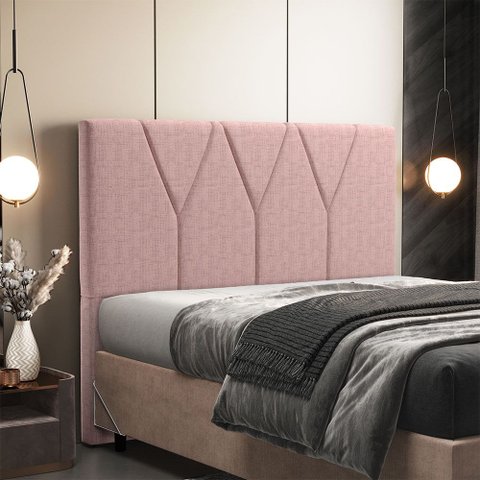 Cabeceira Cama Box Casal King 195 Cm Aurora W01 Linho Rosa - Lyam Decor 