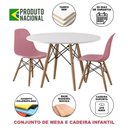Ver imagem 4 de Conjunto De Mesa Madeira Infantil 68Cm Redondo Branco 2 Cadeiras Rosa
