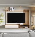 Ver imagem 1 de Painel para TV Ripado para TV até 72 Polegadas 180x173,5cm Munique Off White Marrom