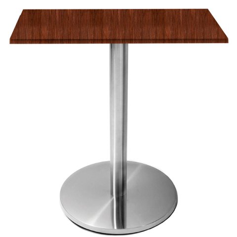 Mesa Beta Inox 75 Cm (altura) Disco Redondo Tampo Mdp Quadrado 60 Cm (larg) X 2,50 Cm (alt)
