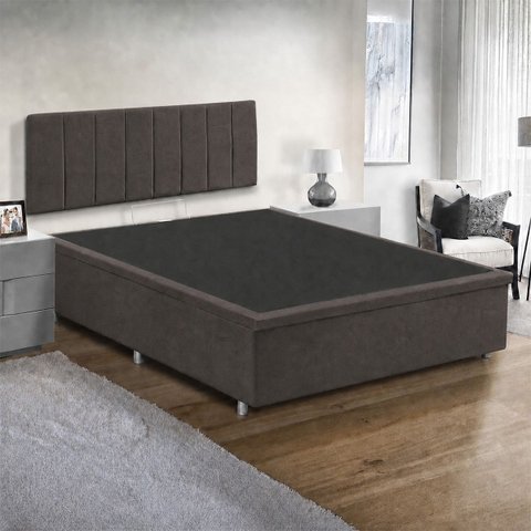 Base Cama Box Casal com Bau 1,38x1,88 Mts Valentina Vilajo: Suede Crush Cacau
