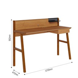 Escrivaninha Mesa Escritório 1 Gaveta 127cm com Passa Fio Job - 4
