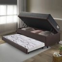 Ver imagem 3 de Bicama Box Baú Solteiro 88x188x42 Courino Linho Marrom com Colchão Adapto Molas Ensacadas Ecoflex