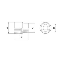 Soquete Estriado Encaixe de 1/2 - 19mm Corpo em Aco Cromo Vanadio Acabamento Cromado - Tramontina - 3