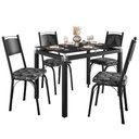 Ver imagem 2 de Conjunto Mesa de Jantar com 4 Cadeiras 151 Malva Tampo Vidro 107cm Sf Preto Assento Mosaico Silver -