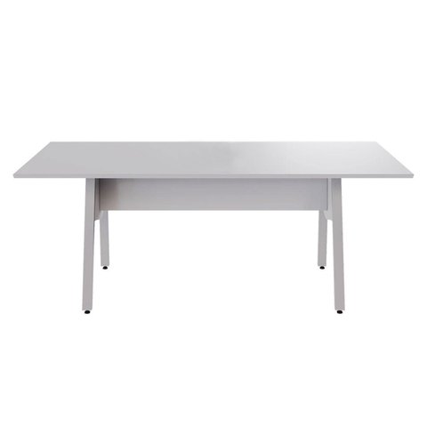 Mesa de Reunião 200cm para 8 Pessoas com Tampo Chanfrado Industrial Executive Cinza