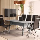 Ver imagem 2 de Mesa de Reunião 200cm para 8 Pessoas com Tampo Chanfrado Industrial Executive Cinza