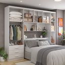 Ver imagem 2 de Guarda-Roupa Casal com Cabeceira 6 Portas 3 Gavetas Top Cancun Yescasa Branco