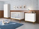 Ver imagem 1 de Jogo de Quarto para Bebê Completo 2 Portas Classic New Branco Fosco com Madeira - Reller