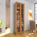 Ver imagem 1 de Cristaleira 2 Portas 70 cm com Vidro LED Nicho Garrafeiro 1 Gaveta Damasco